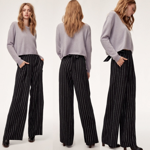 Aritzia Pants - Wilfred faun pinstripe tie back pant